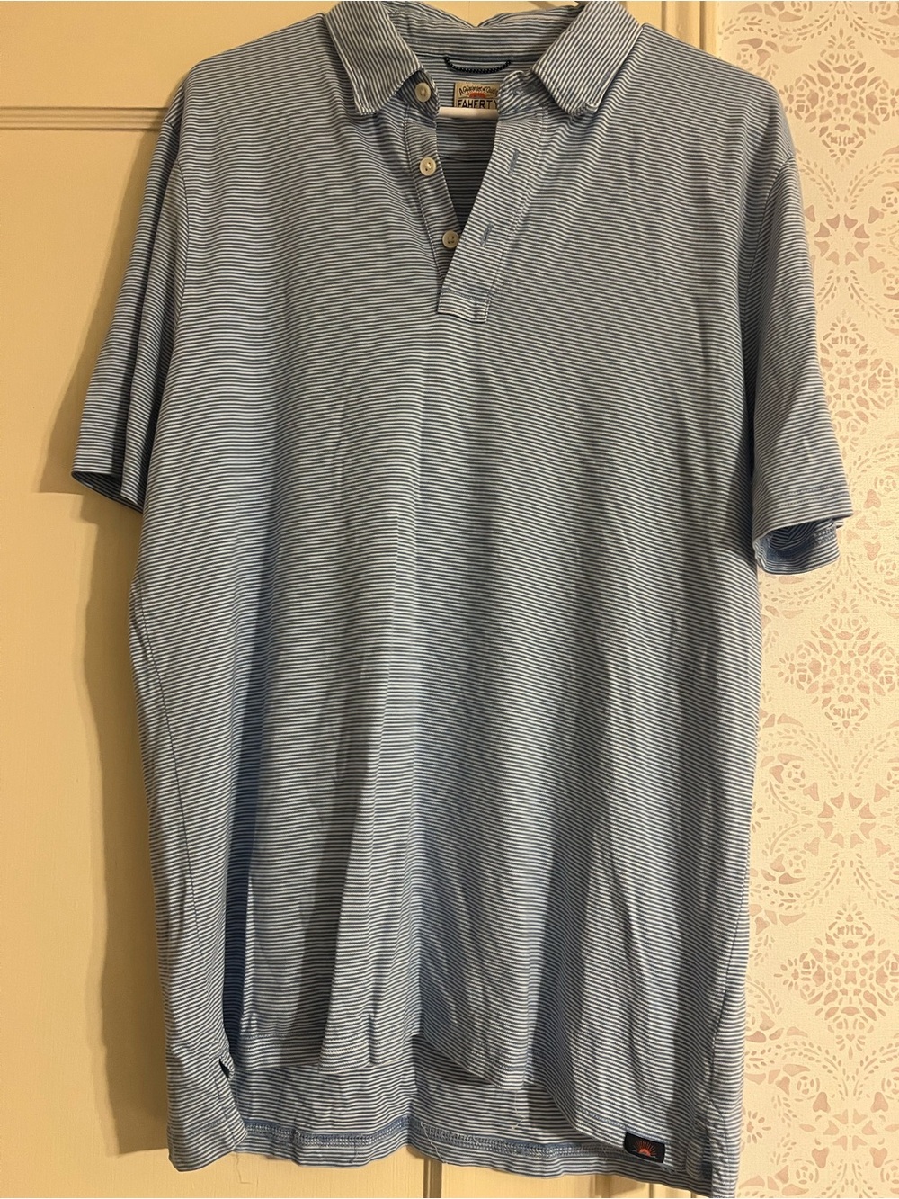 Light Blue Striped Men’s Polo Shirt